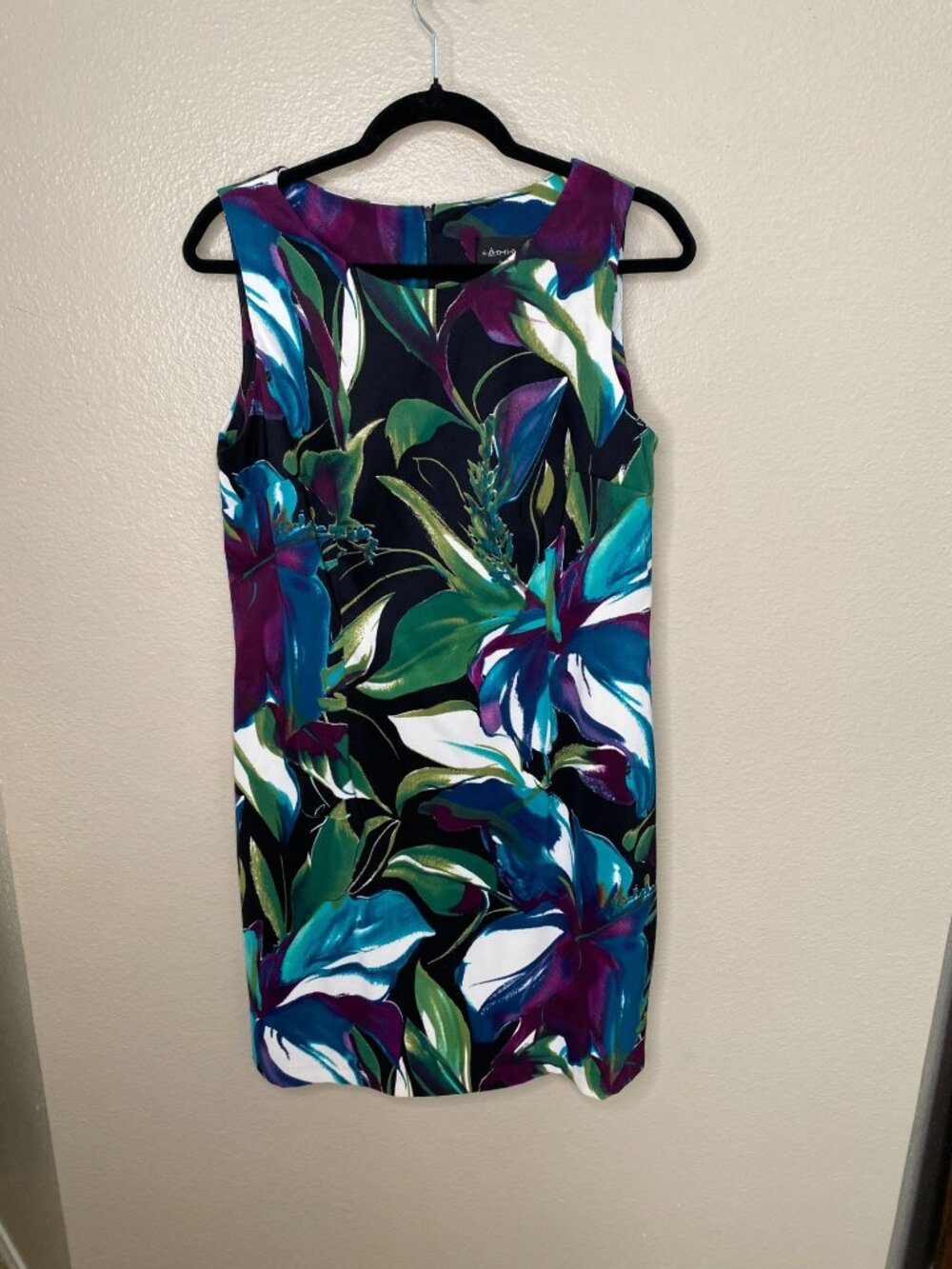 Connected Petite Floral Sleeveless Dress 14P Bold Print Polyester Spandex Mix